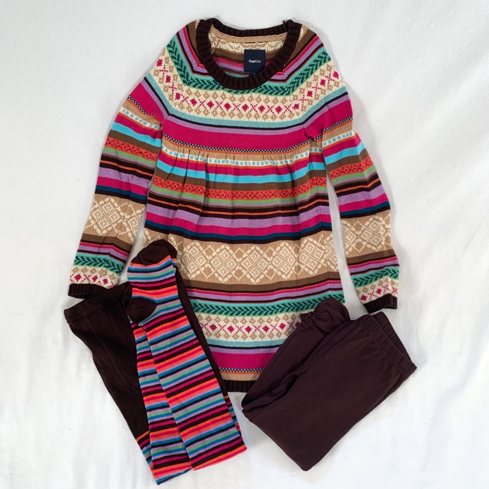 NWOT Gap kids sweater dress with leggings & tights